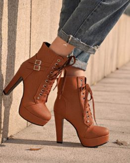 Ankle boots with platform and high heel – With buckles with laces and some with zipper 1